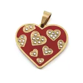 Ion Plating(IP) 304 Stainless Steel Enamel Rhinestone Pendants