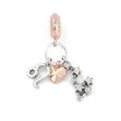 Brass Pendants with Cubic Zirconia European Beads
