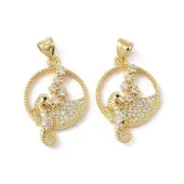 Brass Micro Pave Cubic Zirconia Pendants