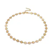Enamel Daisy Link Chain Necklace