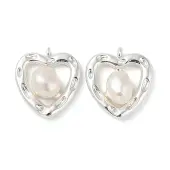 Brass Pave Natural Freshwater Pearl Pendants