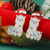 Cute Christmas Sheep Acrylic Dangle Stud Earrings