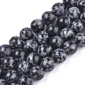 Synthetic Snowflake Obsidian Beads Strands