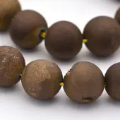 Electroplate Natural Agate Round Beads Strands