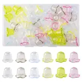 48Pcs 6 Colors Transparent Acrylic Bead Caps