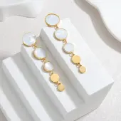 304 Stainless Steel Acrylic Flat Round Dangle Stud Earrings