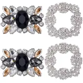Gorgecraft 4Pcs 2 Style Alloy Rhinestone Shoe Buckle Clips
