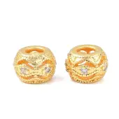 Brass Micro Pave Clear Cubic Zirconia Beads