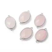Platinum Tone Brass Rose Quartz Links connectors