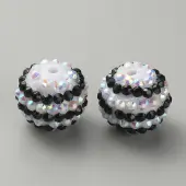 Stripe Pattern Resin Rhinestone Beads