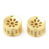 Brass Micro Pave Clear Cubic Zirconia Beads