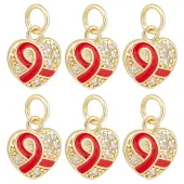 15Pcs Brass Micro Pave Clear Cubic Zirconia Pendants
