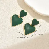 Stainless Steel Enamel Heart Dangle Stud Earrings
