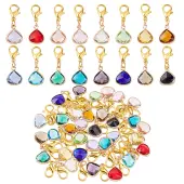 30Pcs 15 Colors Triangle Brass Glass Pendant Decorations