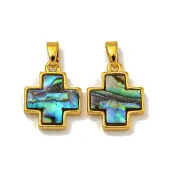 Rack Plating Brass Natural Paua Shell Pendants
