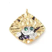 Brass Micro Pave Cubic Zirconia Enamel Pendants