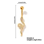 Shiny Brass Crystal Rhinestone Belly Button Rings