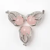Eagle Claw Alloy Natural Rose Quartz Pendants