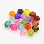 Faceted Transparent Acrylic Round Beads