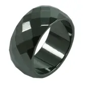 Faceted Hematite Wide Band Ring