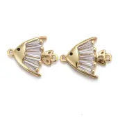 Brass Micro Pave Cubic Clear Zirconia  2-Loop Link Pendants