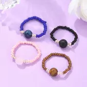 Natural & Synthetic Mixed Stone Stretch Rings
