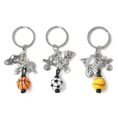 3Pcs Alloy & Wood Keychain