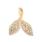 Brass Micro Pave Clear Cubic Zirconia Charms