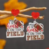 Leopard Print Heart Mother Sports Acrylic Dangle Stud Earrings