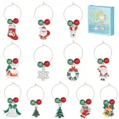 Christmas Theme Alloy Enamel Wine Glass Charms