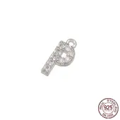 Real Platinum Plated Rhodium Plated 925 Sterling Silver Micro Pave Clear Cubic Zirconia Charms