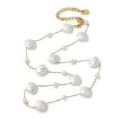 304 Stainless Steel & Plastic Pearl Link Chain Necklaces for Women