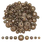 Unicraftale 198Pcs 9 Styles Tibetan Style Alloy Bead Caps