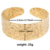 Vintage Hammered 304 Stainless Steel Cuff Bangles for Women