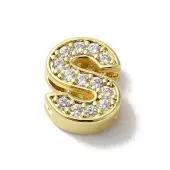 Brass Micro Pave Cubic Zirconia Beads