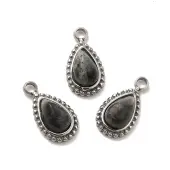 304 Stainless Steel Pave Natural Labradorite Teardrop Charms