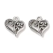 Tibetan Style Filigree Alloy Heart Charms