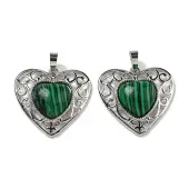 Synthetic Malachite Peach Love Heart Pendants