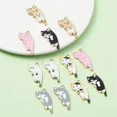 10Pcs 5 Style Printed Alloy Pendants