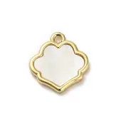 Brass Pave Natural White Shell Flower Charms