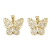 Brass Micro Pave Clear Cubic Zirconia Pendants