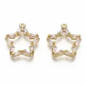 Brass Micro Pave Clear Cubic Zirconia Pendants