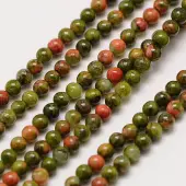 Natural Gemstone Unakite Round Beads Strands