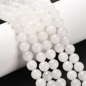 Natural White Jade Round Bead Strands