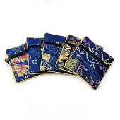 Chinese Brocade Tassel Zipper Jewelry Bag Gift Pouch