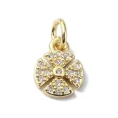 Brass Micro Pave Claer Cubic Zirconia Charms