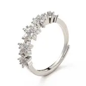 Clear Cubic Zirconia Flower Adjustable Ring
