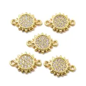 Brass Micro Pave Clear Cubic Zirconia Connector Charms
