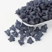 Prussian Blue Frosted Transparent Acrylic Flower Beads
