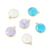 Rack Plating Brass Pendants with Synthetic Opal